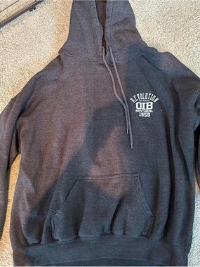 Revolution Men's Dark Gray Pullover Hoodie with White Chest Logo